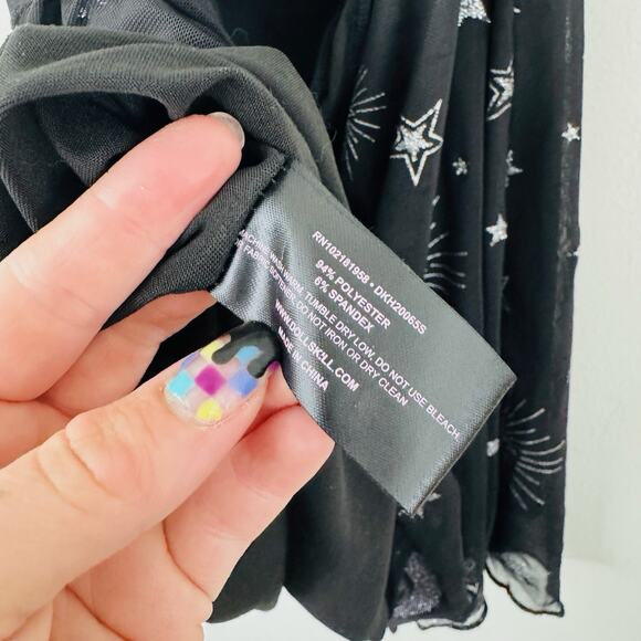 ollz kill Trickz N Treatz Black Dress With Stars And Moon Print womans Size L - Picture 9 of 10